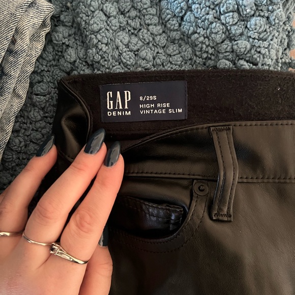 Gap Leather High Rise straight leather pants size 8 - Picture 2 of 2